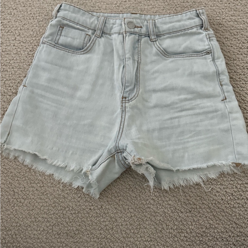 Light Blue Distressed Denim Shorts